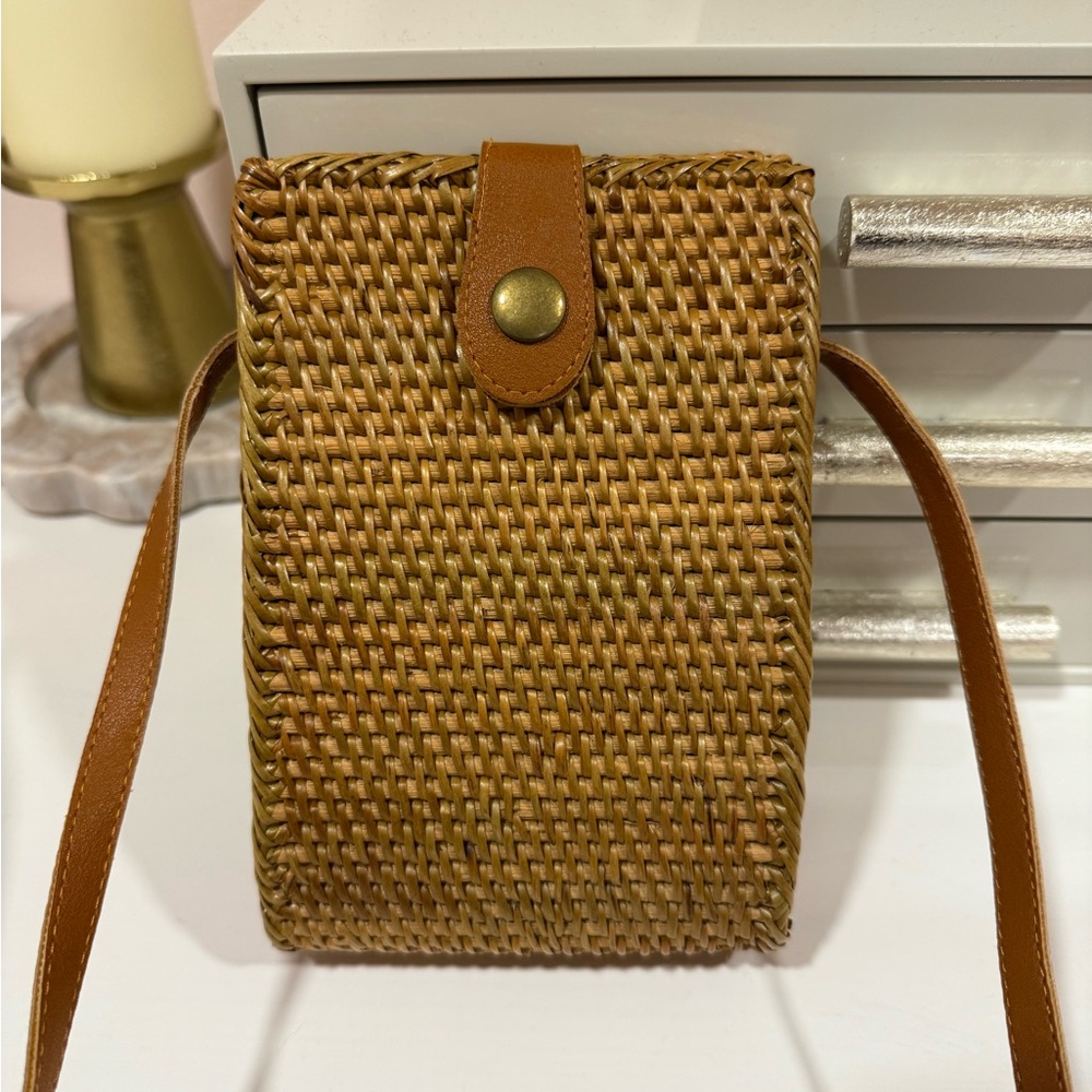 Brown Woven Crossbody Bag